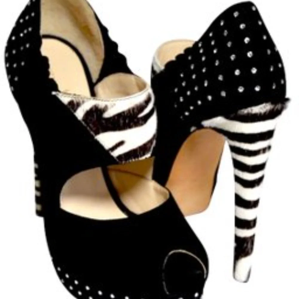 🆕🏷️  Damiano Marini Zebra Swarovski Crystal Platform 🇮🇹 Limited Edition